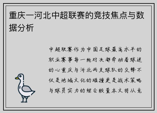 重庆一河北中超联赛的竞技焦点与数据分析